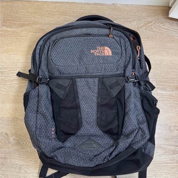The North Face Black and Orange Backpack - Picture 1 of 5